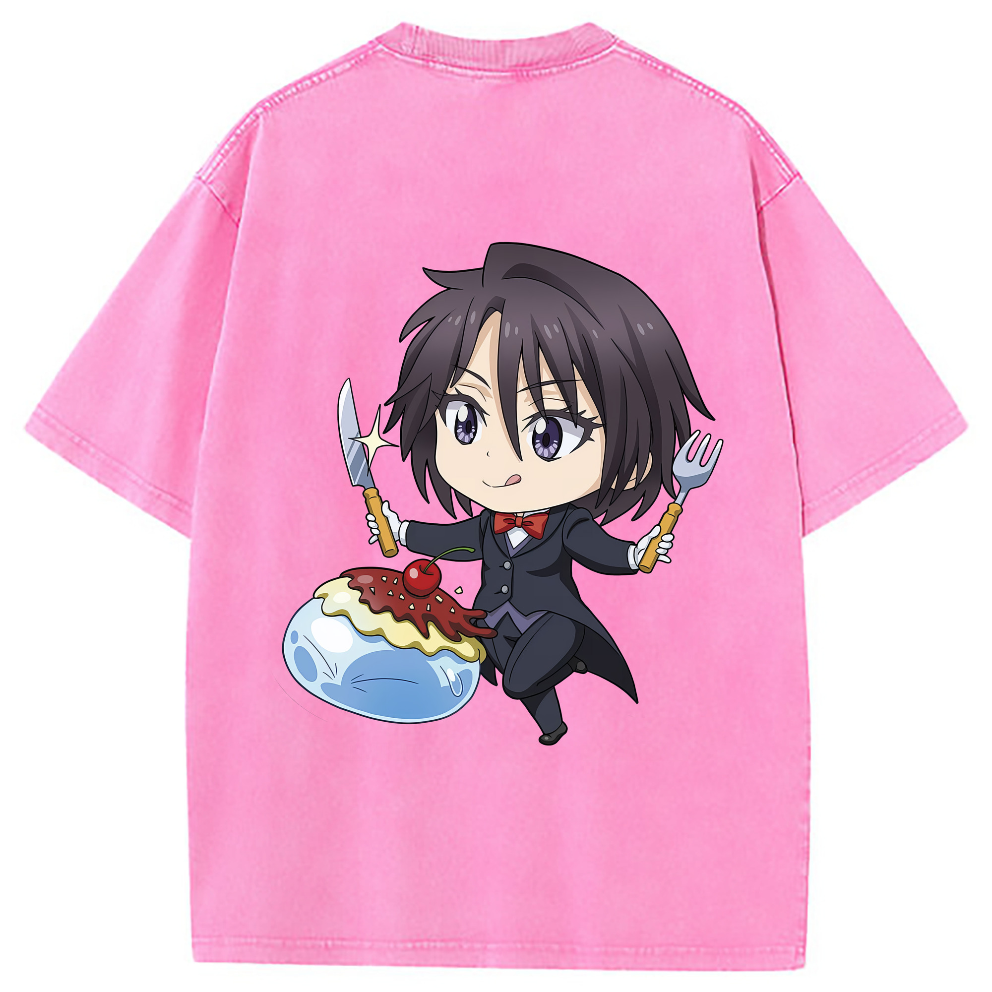 （画像用） 転スラ Regarding Reincarnated to Slime 綿100% ヴィンテージ風 半袖Tシャツ（背面プリント）